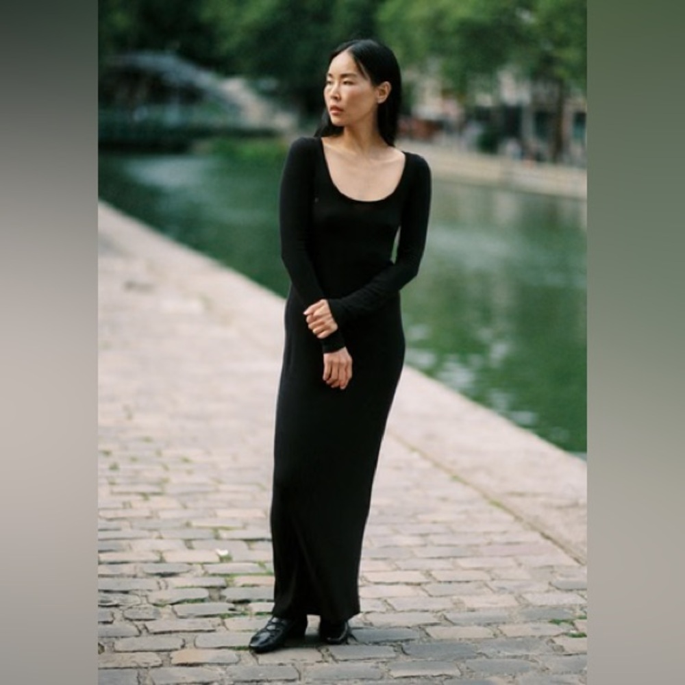 Ozma CLAUDIA DRESS(Regen Silk Noil Jersey)Black